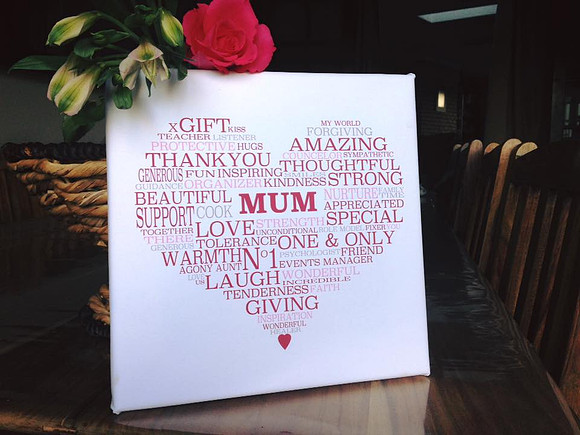 words of love personalised canvas.